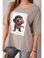 Dámská bavlněná oversize halenka s potiskem  fango model 22040092 - K-Fashion