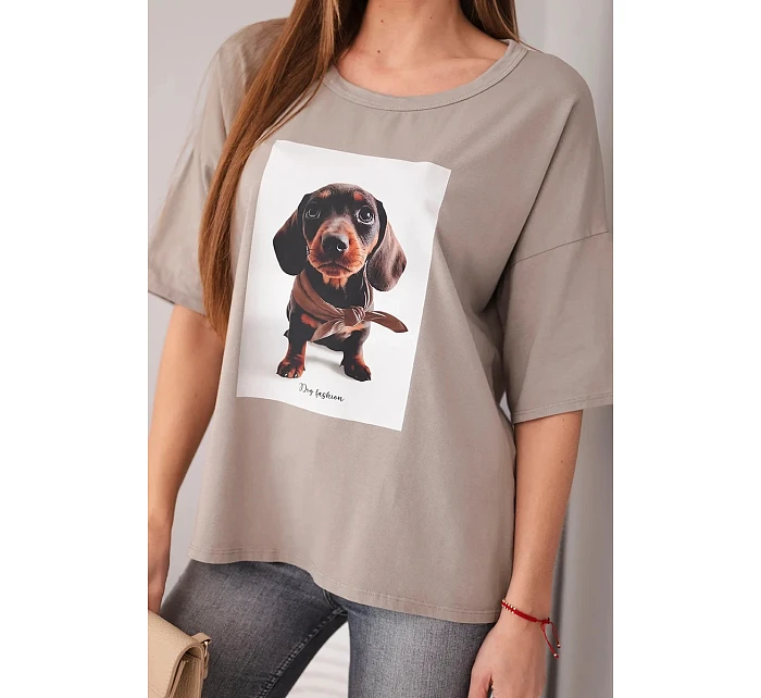 Dámská bavlněná oversize halenka s potiskem  fango model 22040092 - K-Fashion