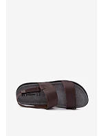 Kožené Pánské Sandály  Tmavě hnědé model 22200764 - Inblu