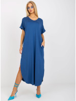 Tmavě modré oversize bavlněné šaty OH BELLA