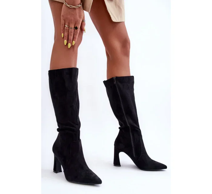 Na Sloupku Zamszové Kozáky Černé Adrolio Na Sloupku Zamszové Kozáky Černé Adrolio