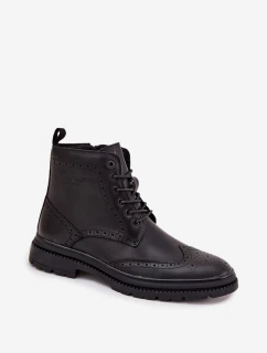 Pánské kožené kotníkové boty Lee Cooper – černé