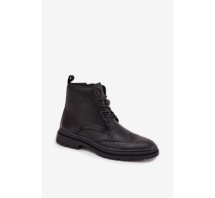 Pánské kožené kotníkové boty Lee Cooper – černé Pánské kožené kotníkové boty Lee Cooper – černé
