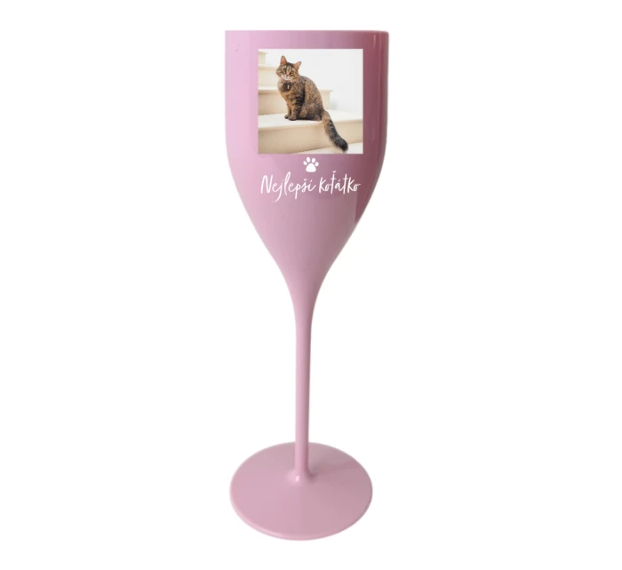 Personalizovaná nerozbitná prosecco sklenice - fotografie s mazlíčkem