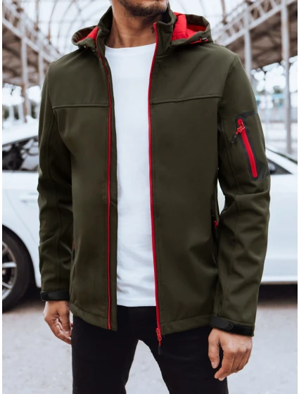 Pánská softshellová bunda s kapucí zelená FashionStreet TX4471 Pánská softshellová bunda s kapucí zelená FashionStreet TX4471