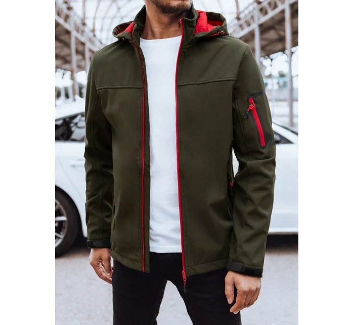 Pánská softshellová bunda s kapucí zelená FashionStreet TX4471 Pánská softshellová bunda s kapucí zelená FashionStreet TX4471