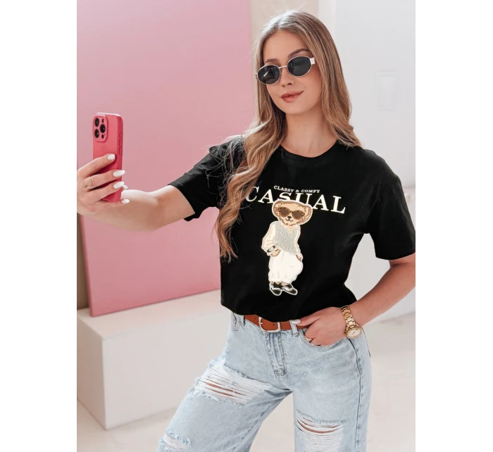 Dámské tričko s medvídkem MISTREET černé FashionStreet RY2873
