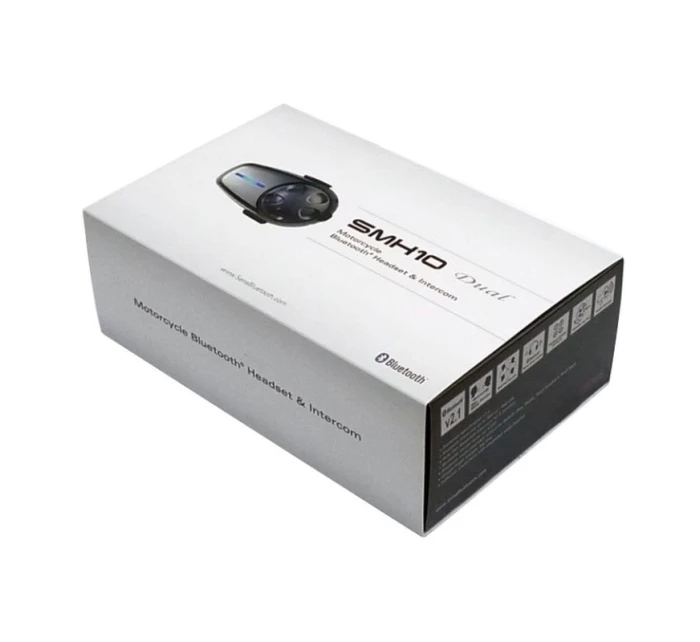 Sena SMH10D-10 Bluetooth 3.0 900M interkom pro motocykly s mikrofonem na čelence, sada pro 2 helmy