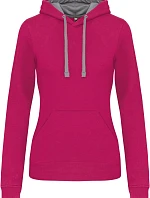 Kariban K 465 Dámská mikina s kontrastní kapucí 20.K465 fuchsia/fine grey