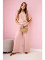 Viskózový komplet se zlatým lemováním tmavě pudrově růžová Viskózový komplet se zlatým lemováním tmavě pudrově růžová