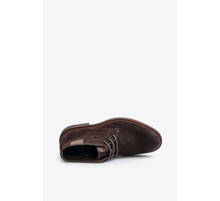 Semišové Pánské Boty Na Šněrování Tmavě Hnědé Big Star OO174145