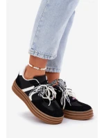 Dámské sneakersy na platformě s ozdobami černé Vinness