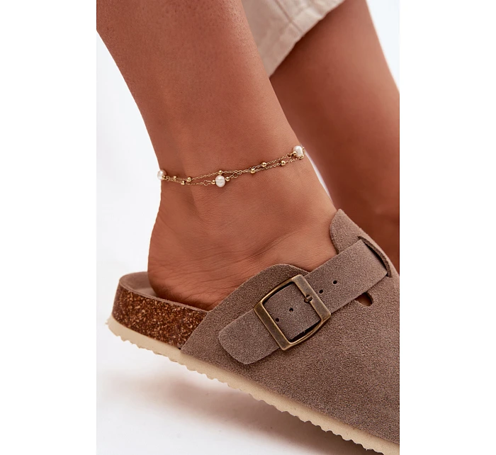 Dámské pantofle Chodaki Z Přírodního Semiše Vinceza 101332 Tmavě Béžové