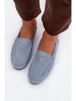 Dámské mokasíny s malým zlatým detailem – modré Sarivelle Dámské mokasíny s malým zlatým detailem – modré Sarivelle