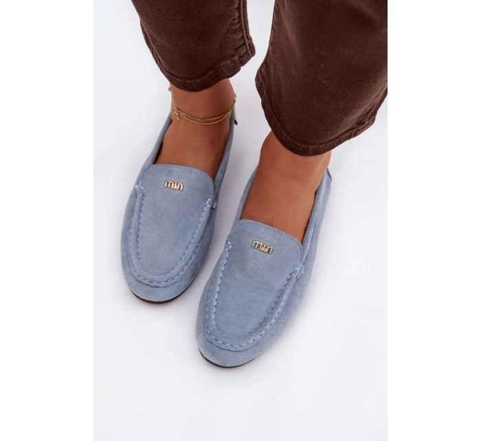 Dámské mokasíny s malým zlatým detailem – modré Sarivelle Dámské mokasíny s malým zlatým detailem – modré Sarivelle