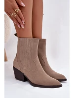 Dámské kotníkové boty na podpatku Béžová  Shoes model 21874682 - IDEAL SHOES