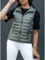 Dámská prošívaná vesta se stojáčkem zelená model 21979302 - Dstreet