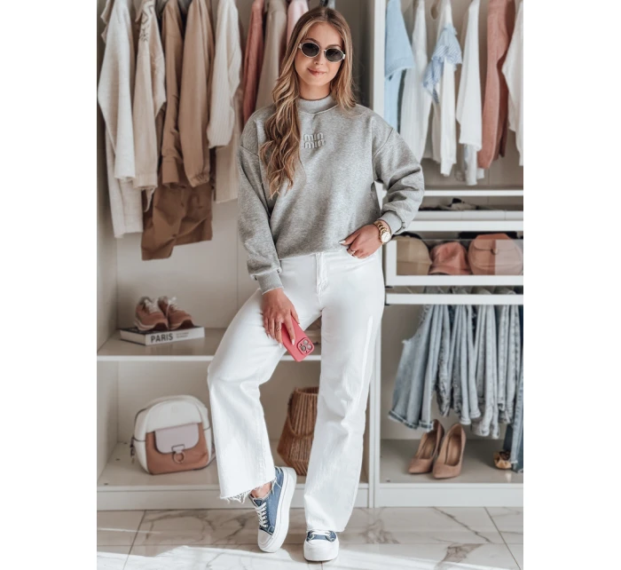 Dámská oversize mikina s nášivkou LOVASON šedá FashionStreet BY1419