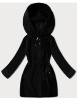 Černá vlněná bunda typu alpaka s kapucí model 21482427 - MHM