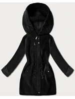 Vlněná bunda z alpaky s kapucí černá (W214#) Vlněná bunda z alpaky s kapucí černá (W214#)