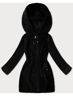 Černá vlněná bunda typu alpaka s kapucí model 21482427 - MHM