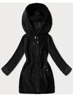 Vlněná bunda z alpaky s kapucí černá (W214#)