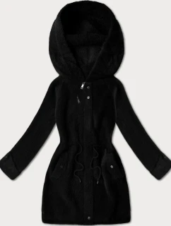 Černá vlněná bunda typu alpaka s kapucí model 21482427 - MHM