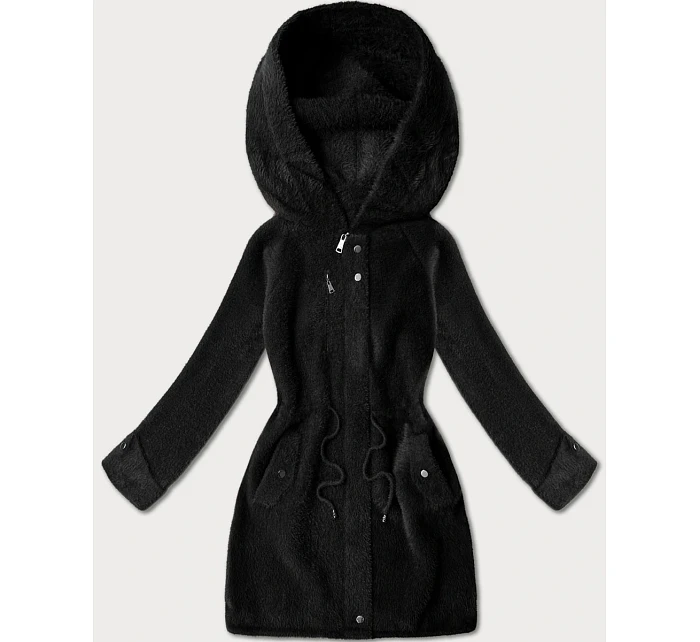Vlněná bunda z alpaky s kapucí černá (W214#) Vlněná bunda z alpaky s kapucí černá (W214#)