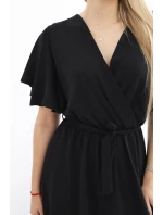 Šaty s vrstveným výstřihem černý Šaty s vrstveným výstřihem černý