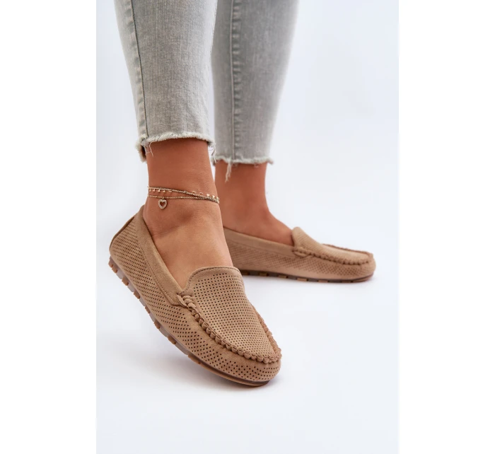 Dámské semišové mokasíny tmavě béžové model 21653934 - Boto Dámské semišové mokasíny tmavě béžové model 21653934 - Boto