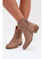 Dámské perforované kotníkové boty na podpatku Béžové Briavine Dámské perforované kotníkové boty na podpatku Béžové Briavine
