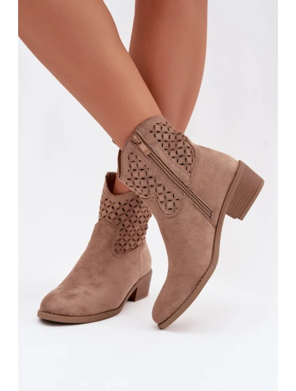 Dámské perforované kotníkové boty na podpatku Béžové Briavine Dámské perforované kotníkové boty na podpatku Béžové Briavine