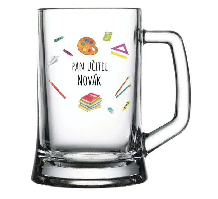 Personalizovaná pivní sklenice pro paní učitelku/pana učitele (pomůcky)