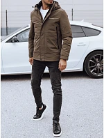 Kurtka męska zimowa z kapturem jasnobrązowa FashionStreet TX4911 Kurtka męska zimowa z kapturem jasnobrązowa FashionStreet TX4911