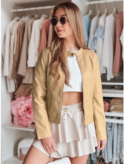 Dámská kožená bunda s kapucí METSOUL beige FashionStreet TY4745