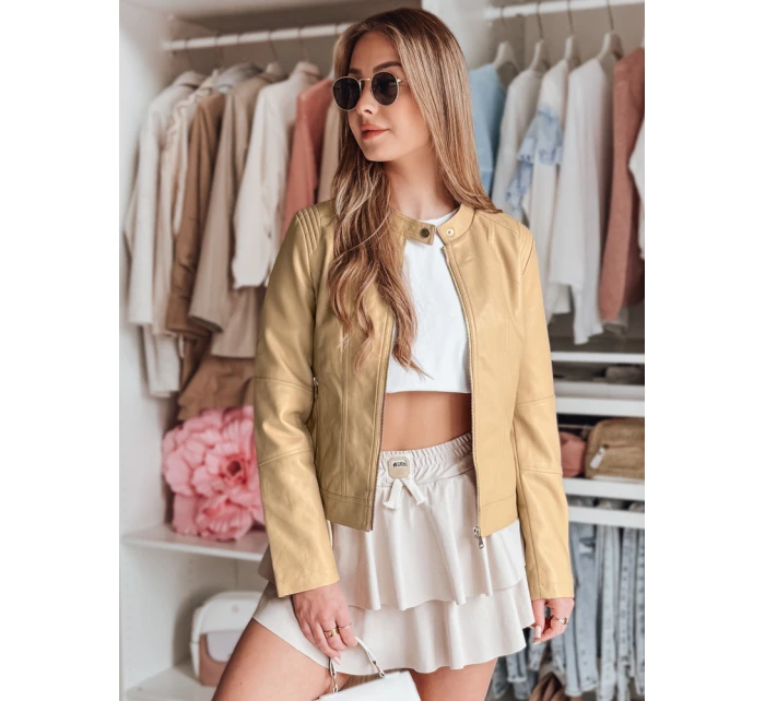 Dámská kožená bunda s kapucí METSOUL beige FashionStreet TY4745