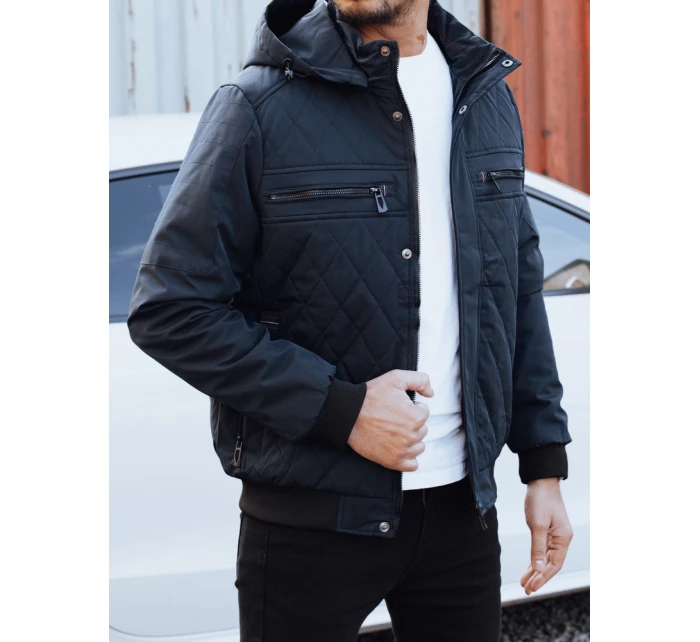 Pánská přechodná prošívaná bunda s kapucí FashionStreet navy blue TX5038