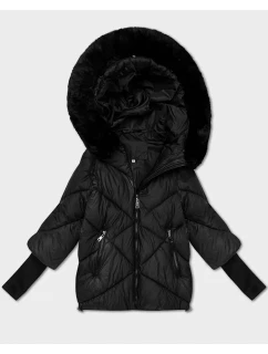 Černá lehká volná dámská bunda s kapucí Minority (M6-6031-1)