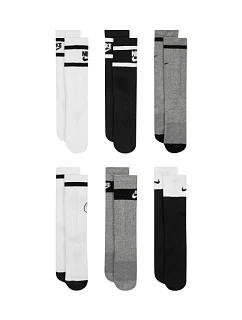 Ponožky Nike Everyday Cush Crew Youth 6PR bílé, šedé, černé CK7302 901