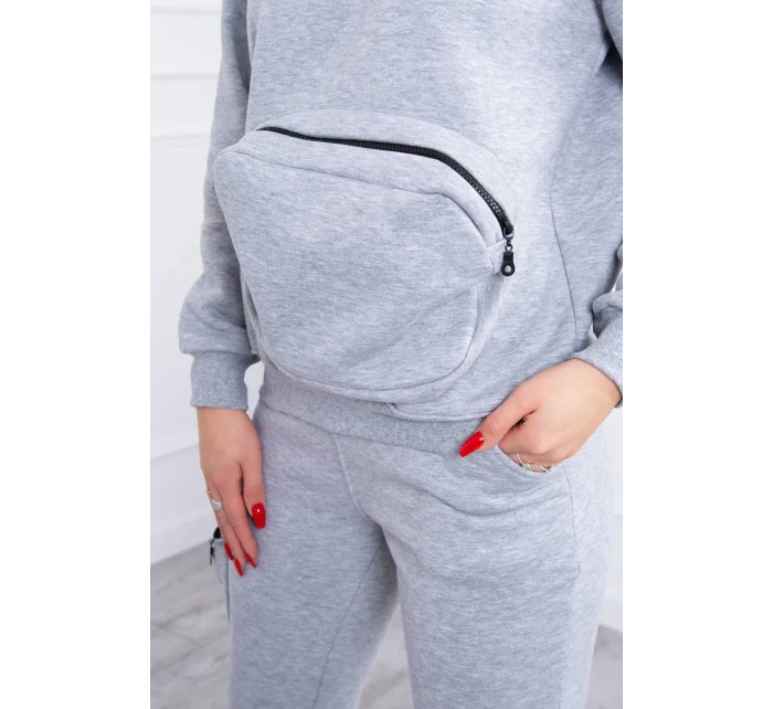 Izolovaná sada s ozdobnou kapsou šedá