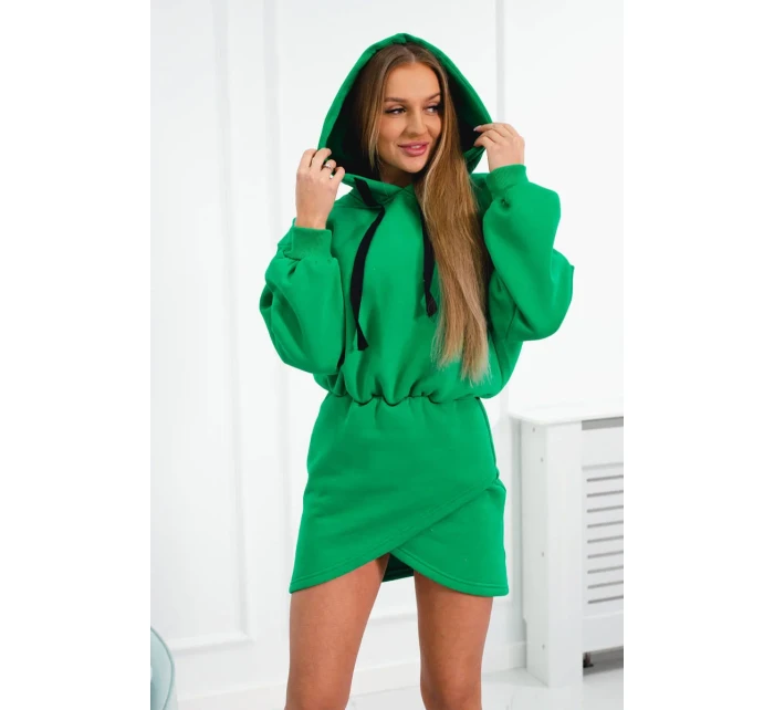 Zateplené šaty s obálkovým dnem světle zelené