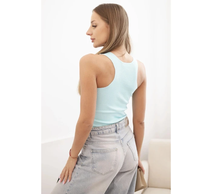 Dámská pruhovaná tílko s ozdobnou nášivkou světle mátová