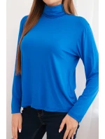 Dámská viskózová blůza s rolákem a dlouhým rukávem chabrová Dámská viskózová blůza s rolákem a dlouhým rukávem chabrová