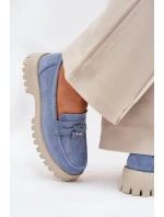 Dámské semišové mokasíny s přívěskem  Modré model 21686711 - VINCEZA