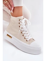 Vysoké Dámské Tenisky Na Platformě Béžové model 21689012 - Boto Vysoké Dámské Tenisky Na Platformě Béžové model 21689012 - Boto