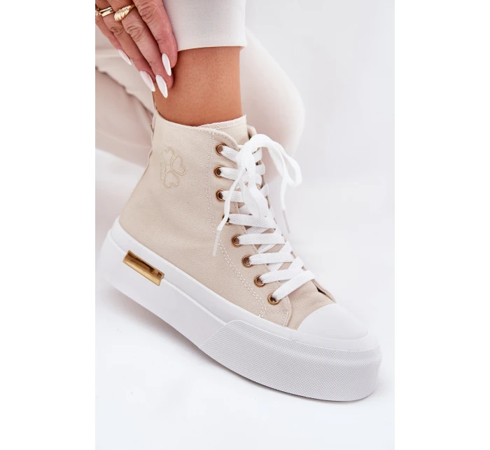 Vysoké Dámské Tenisky Na Platformě Béžové model 21689012 - Boto Vysoké Dámské Tenisky Na Platformě Béžové model 21689012 - Boto