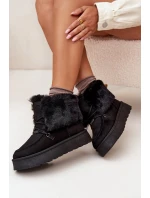 Dámské Sněhule Na Platformě S Kožešinou A Šněrováním Big Star model 21705911 Černé - Big Star Shoes Dámské Sněhule Na Platformě S Kožešinou A Šněrováním Big Star model 21705911 Černé - Big Star Shoes