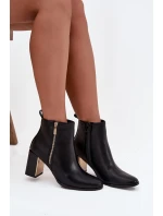 Dámské kotníkové boty na podpatku z eko kůže černé model 21747901 - Boto Dámské kotníkové boty na podpatku z eko kůže černé model 21747901 - Boto