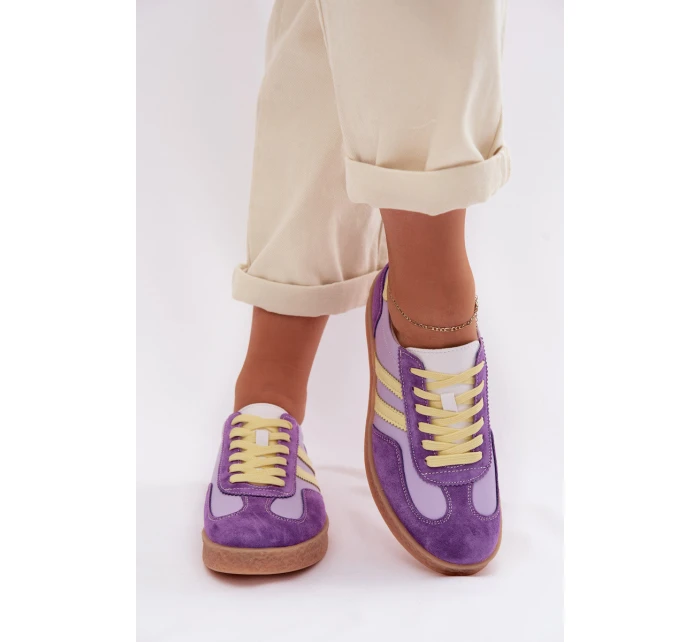Kožené Dámské Tenisky LR61-7059 Fialové Kožené Dámské Tenisky LR61-7059 Fialové
