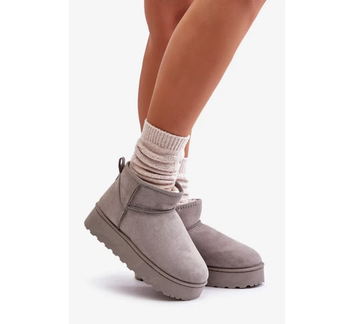 Sněhule Dámské Na Platformě Zateplené Kožíškem Šedé Xamella Sněhule Dámské Na Platformě Zateplené Kožíškem Šedé Xamella